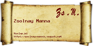 Zsolnay Manna névjegykártya